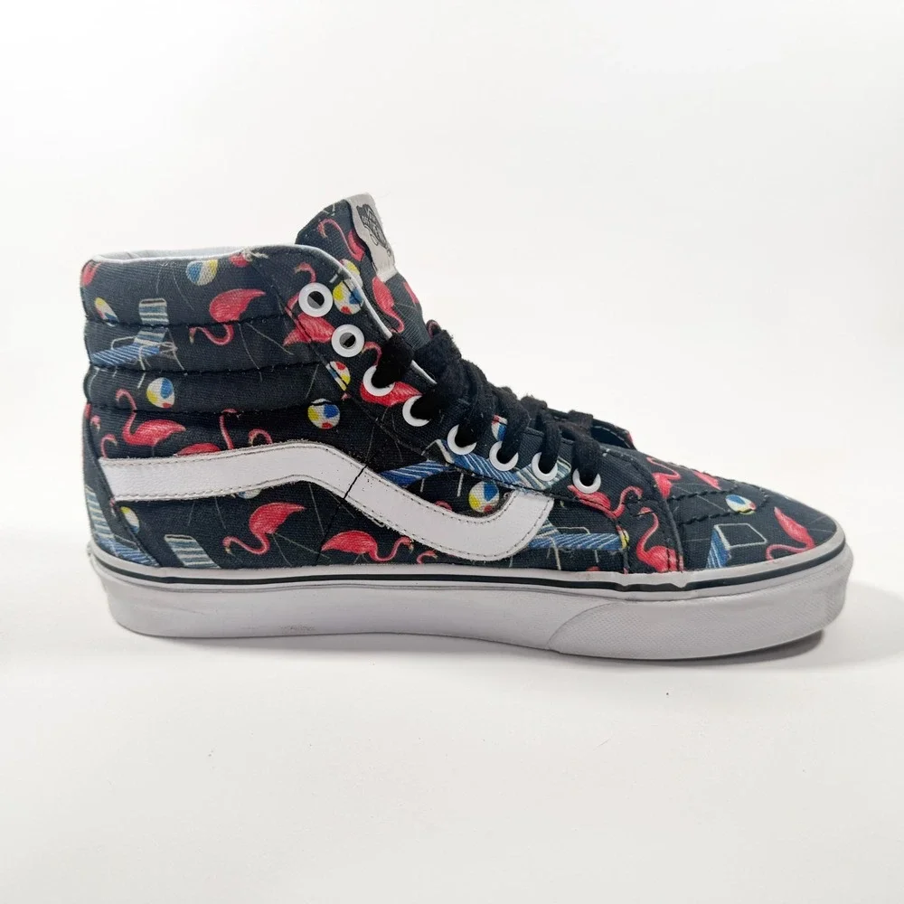 Vans Authentic Hightop‎ Shoes - Sk8-Hi Flamingo Pool Party - Black - M 7.5 / W 9